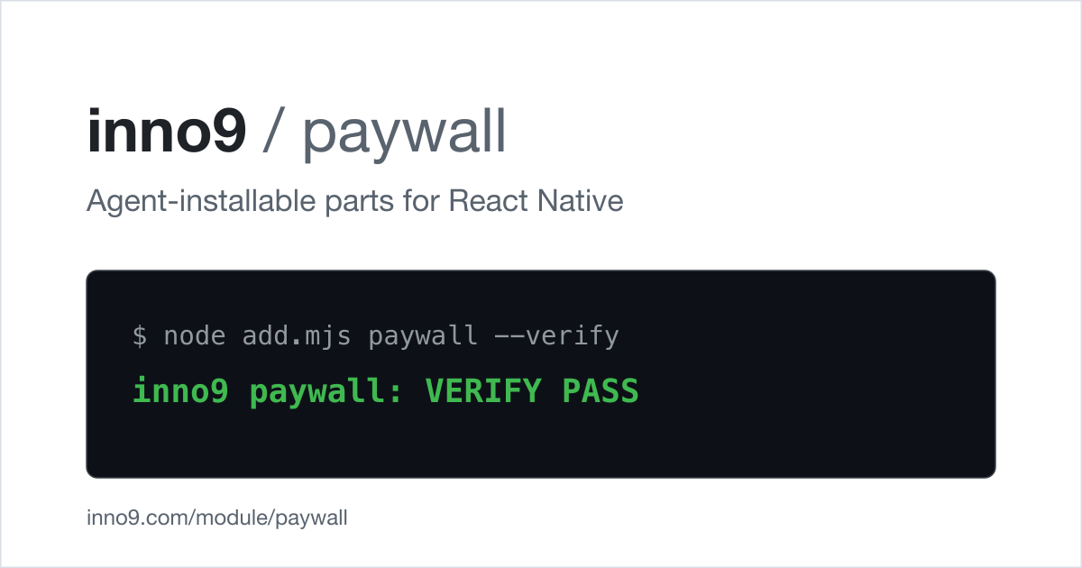 Demo GIF placeholder — paywall screen rendering in the demo app, monthly/yearly CTAs with live prices, successful sandbox purchase. File assets/demo.gif is pending (AC5 founder step).